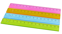 Linjal transp sort frg 15cm