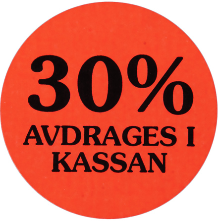 Etikett 30% avdrages 2000/rl