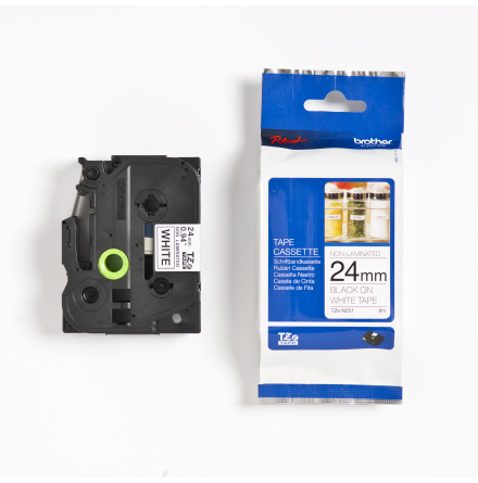 Mrkband TZe 24mmx8m sv/vit