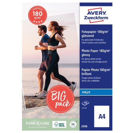 Fotopapper A4 180g glossy 100f