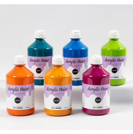 Akrylfrg glitter mix 500ml 6f