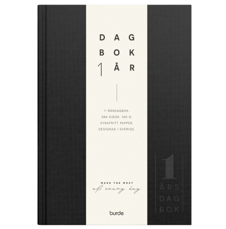 1-rsdagbok svart linnetextil